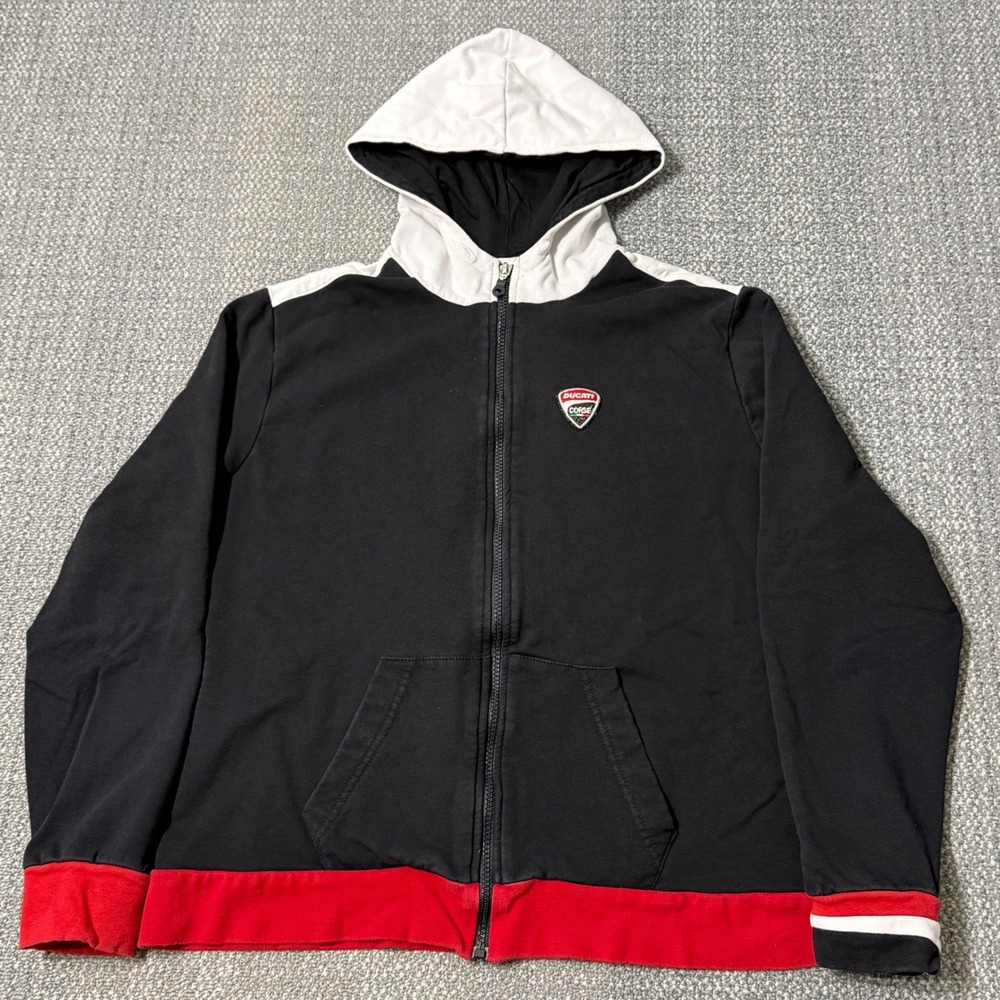 Ducati Corse Colorblock Full Zip Hoodie‎ Womens Large Black Red White Cars